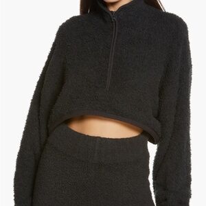SKIMS Cozy Knit Crop Pullover - L/XL Black - Cropped Quarter Zip
